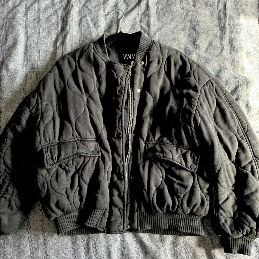 Zara Oversized Quilted Bomber Jacket